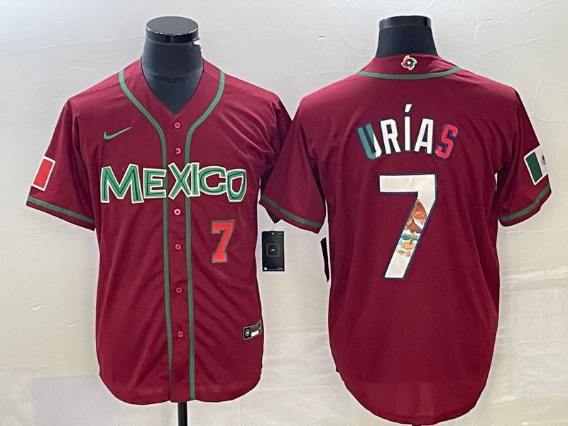 Men 2023 World Cub Mexico #7 Urias Red camo Nike MLB Jersey8->more jerseys->MLB Jersey